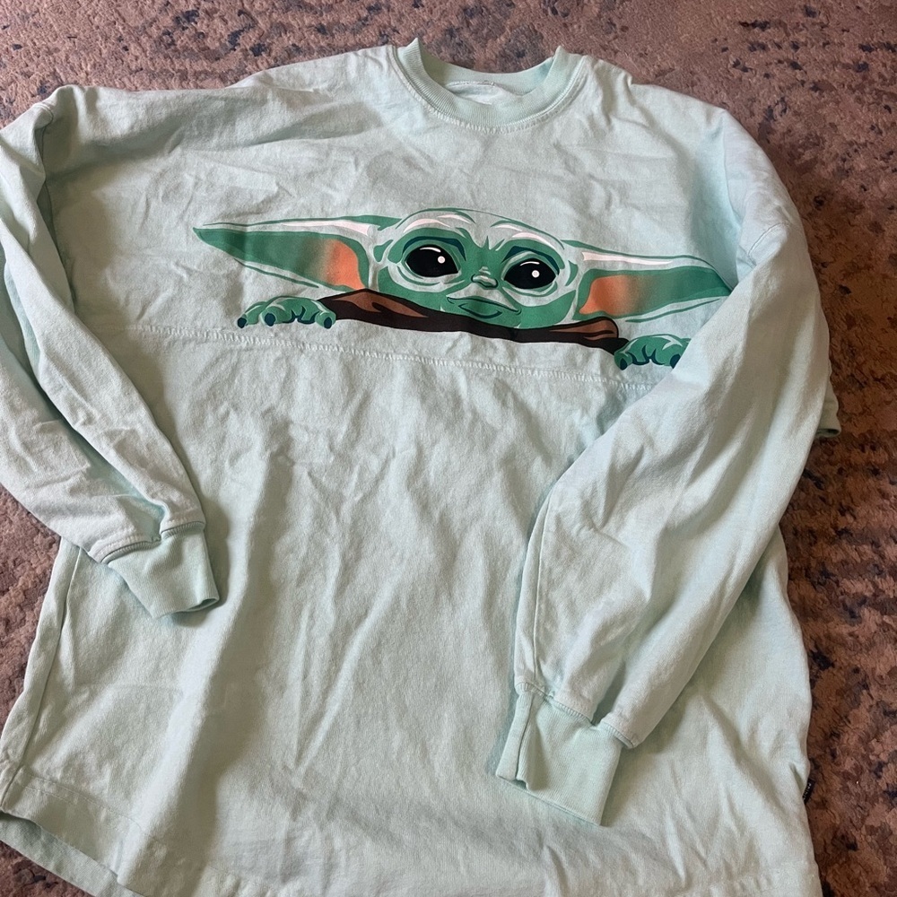 Disney Parks Star Wars The Mandalorian Baby Yoda Spirit Jersey Pullover Shirt XS - Picture 3 of 5